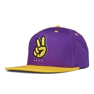 Neff Hardwood Peace Sign Purple and Gold SnapBack Cap Hat